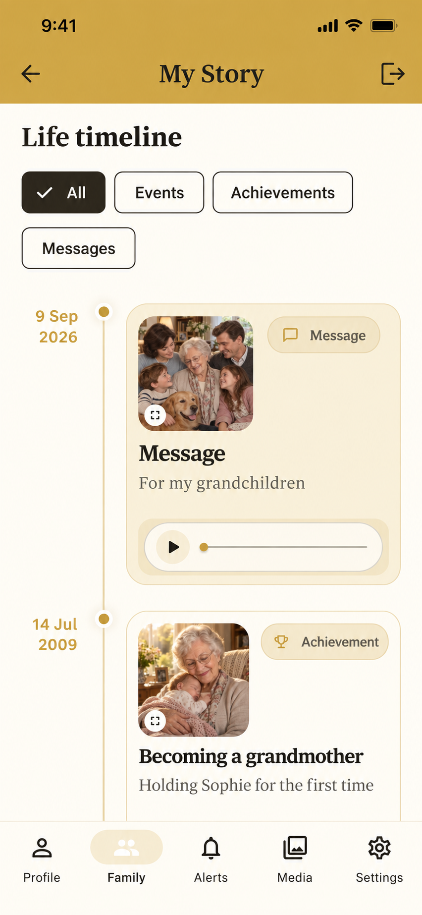 Margaret Evans life timeline in the My Story app