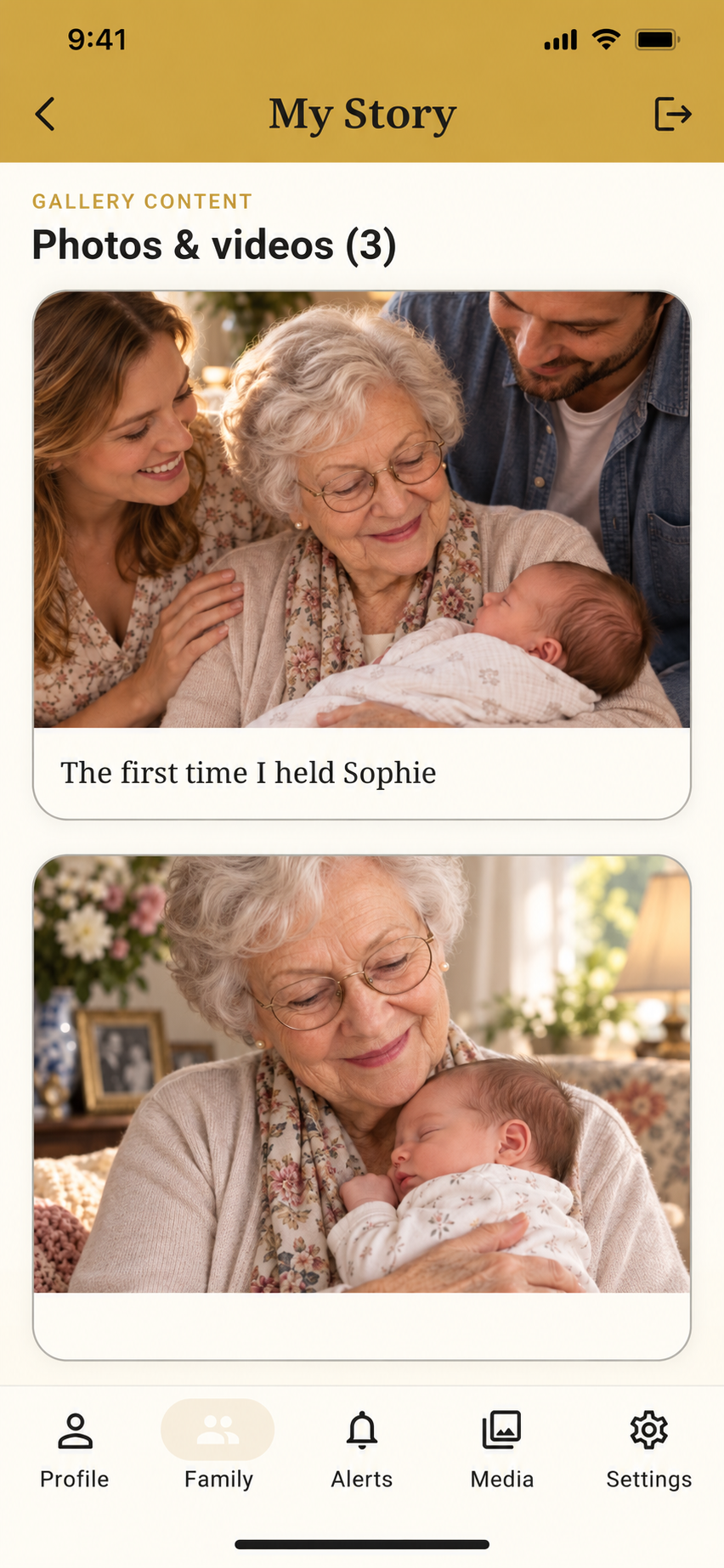 Baby Sophie photo gallery inside the My Story app